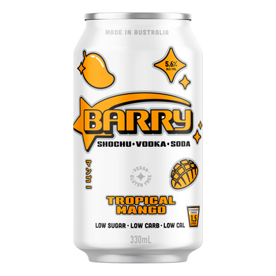 Barry Tropical Mango Shochu Vodka Soda 330ml Can Case of 16