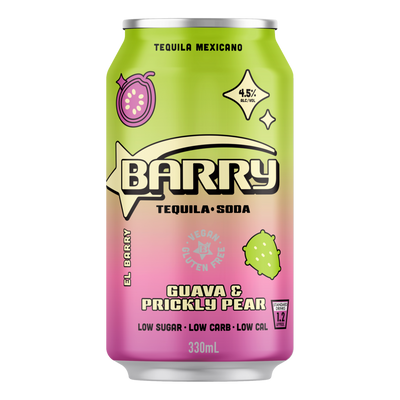 Barry Guava & Prickly Pear Tequila Soda 330ml Can 4 Pack