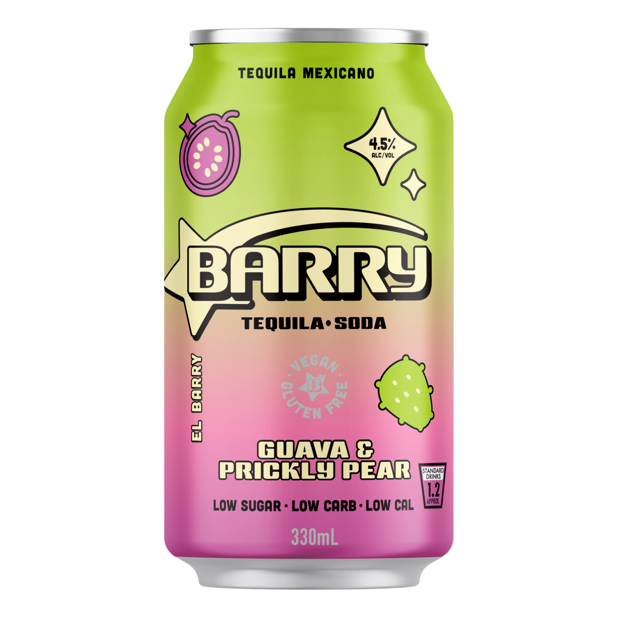 Barry Guava & Prickly Pear Tequila Soda 330ml Can Case of 16