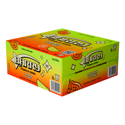 Barry Papaya & Lime Tequila Soda 330ml Can Case of 16