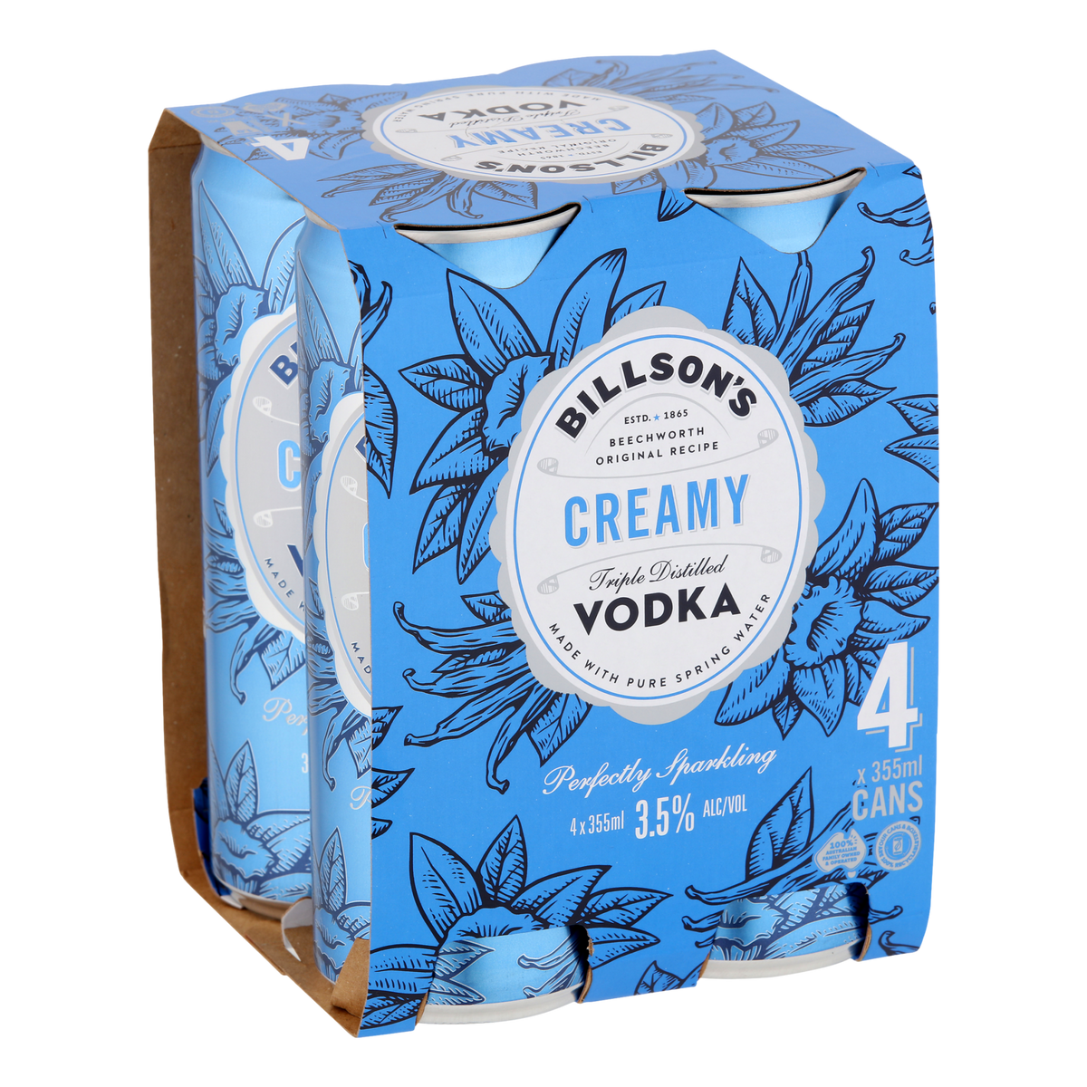 Billson's Creamy Vodka 3.5% 355ml Can 4 Pack