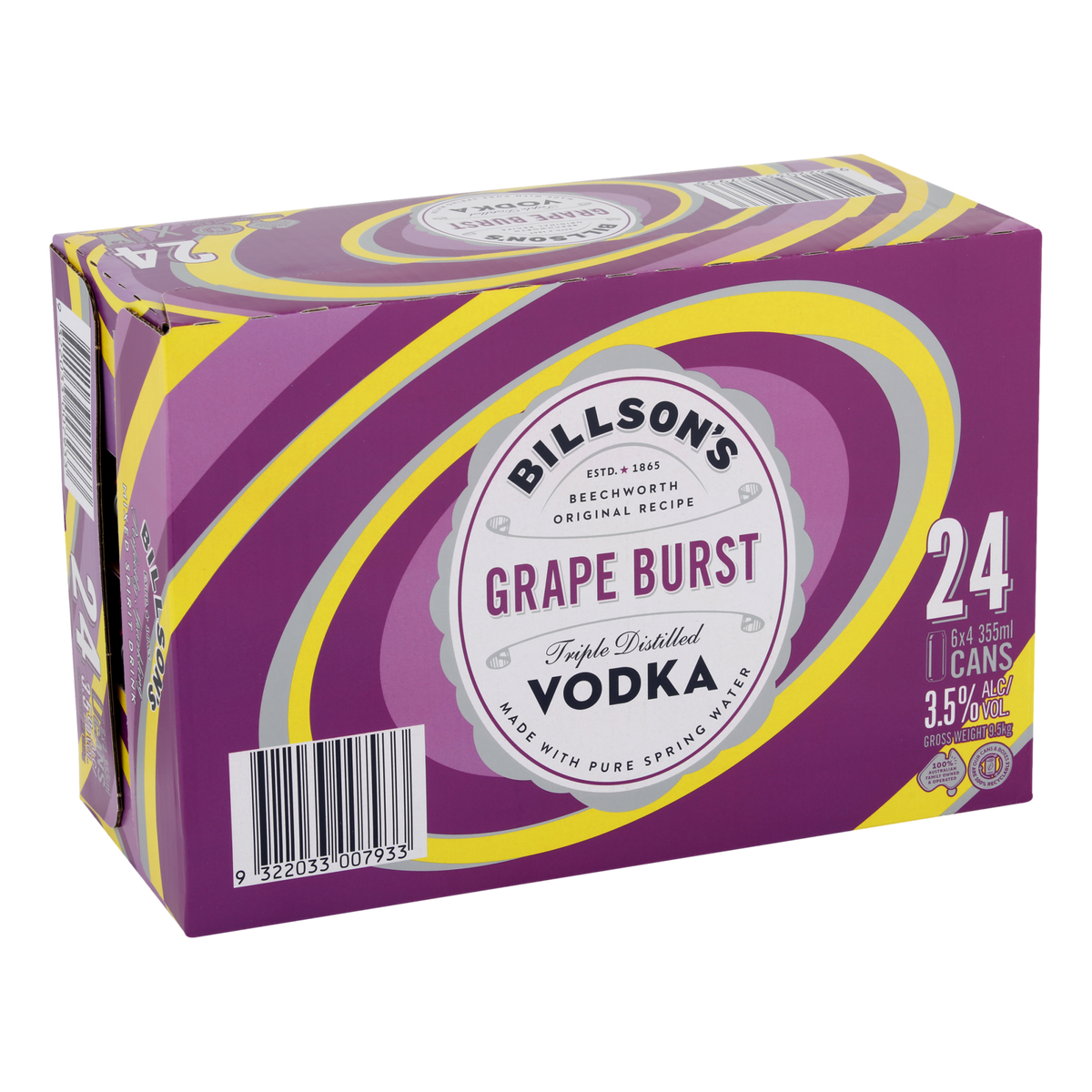 Billson's Grape Burst Vodka 3.5% 355ml Can Case of 24