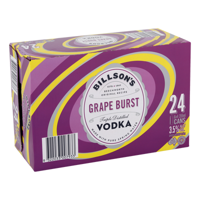 Billson's Grape Burst Vodka 3.5% 355ml Can Case of 24