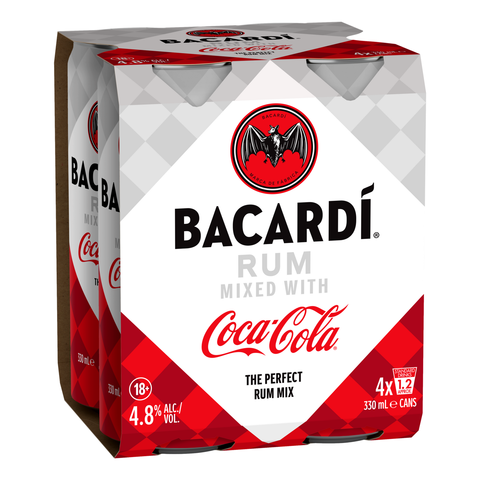 Bacardi Superior Rum & Coca-Cola 330ml Can 4 Pack