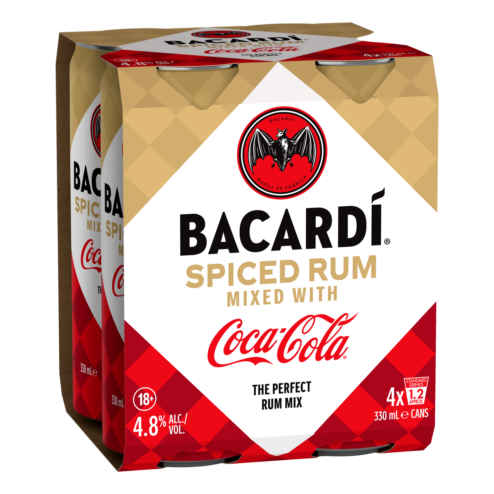 Bacardi Spiced Rum & Coca-Cola 330ml Can 4 Pack