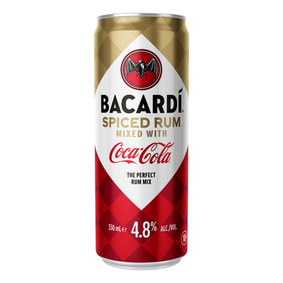 Bacardi Spiced Rum & Coca-Cola 330ml Can 4 Pack