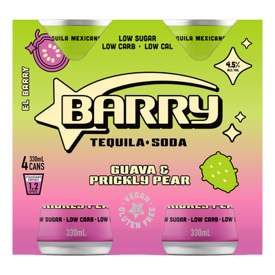 Barry Guava & Prickly Pear Tequila Soda 330ml Can 4 Pack