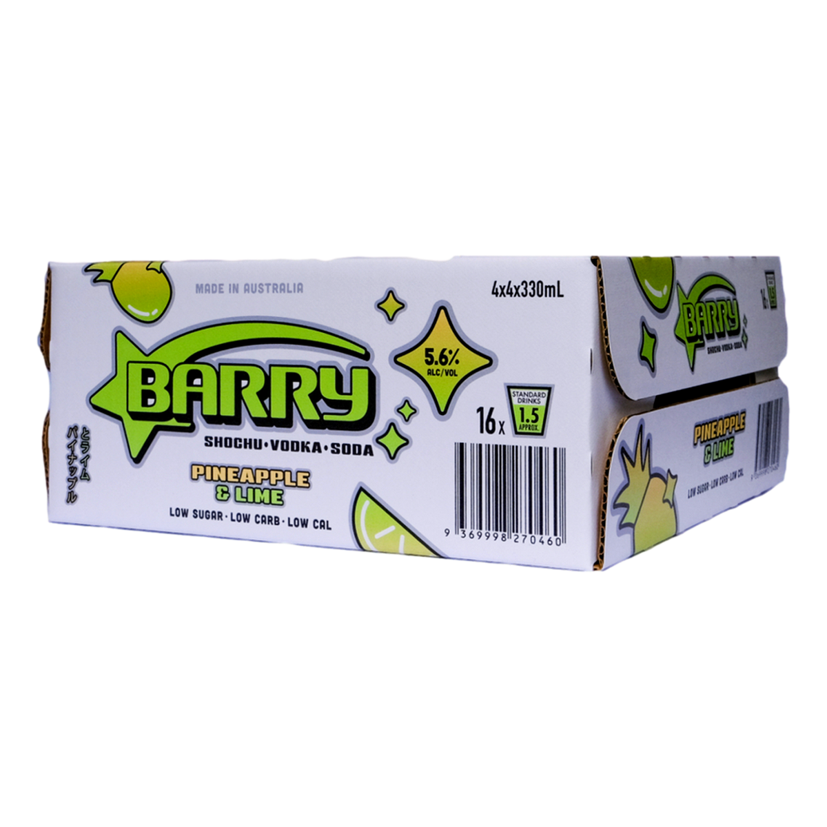 Barry Pineapple & Lime Sochu Vodka Soda 330ml Can Case of 24