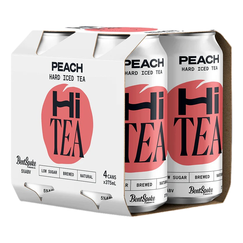 BentSpoke Hi Tea Peach Hard Iced Tea 5% 375ml Can 4 Pack - Camperdown Cellars