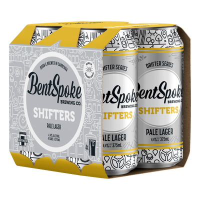 BentSpoke Shifters Pale Lager 4.4% 375ml Can 4 Pack