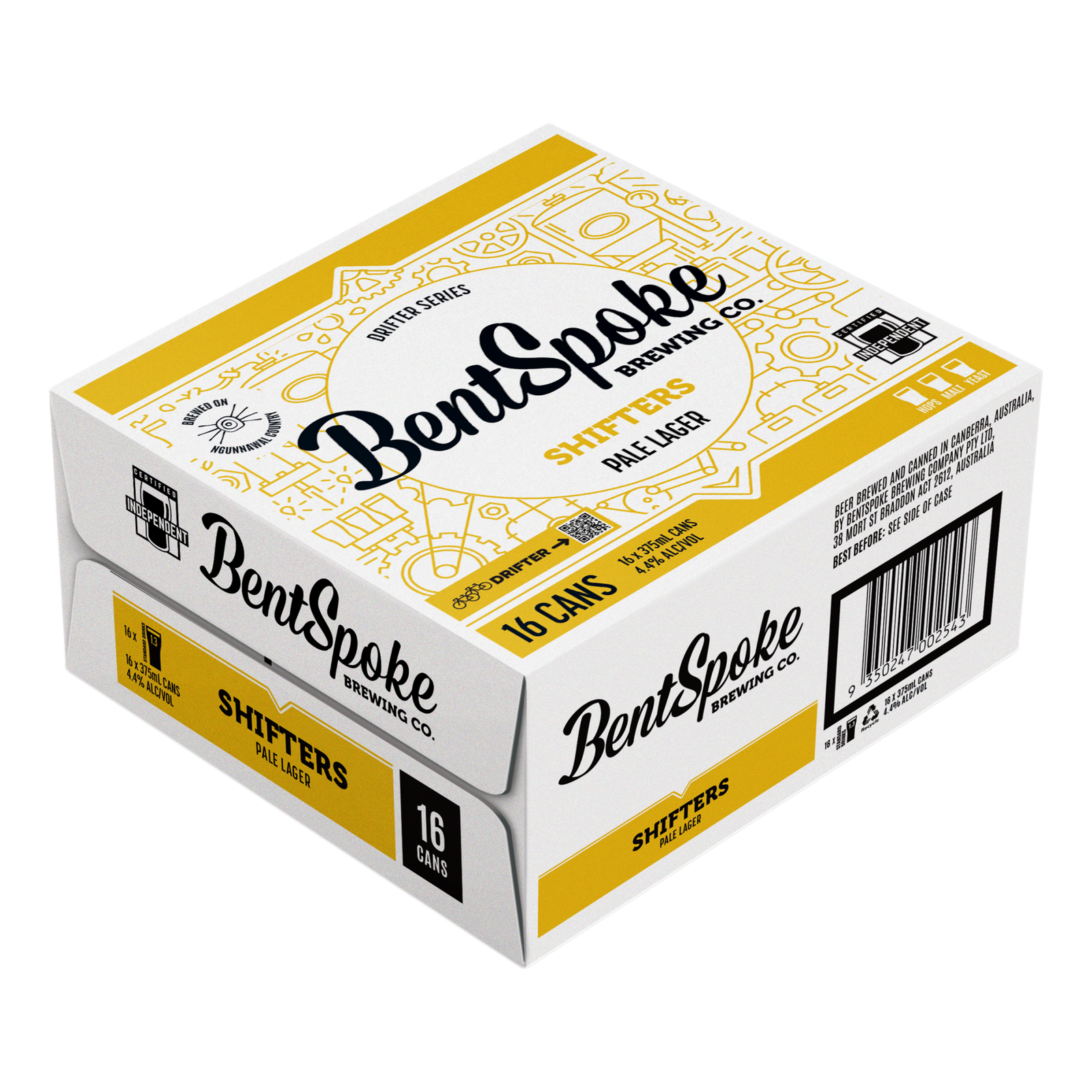 BentSpoke Shifters Pale Lager 4.4% 375ml Can Case of 16