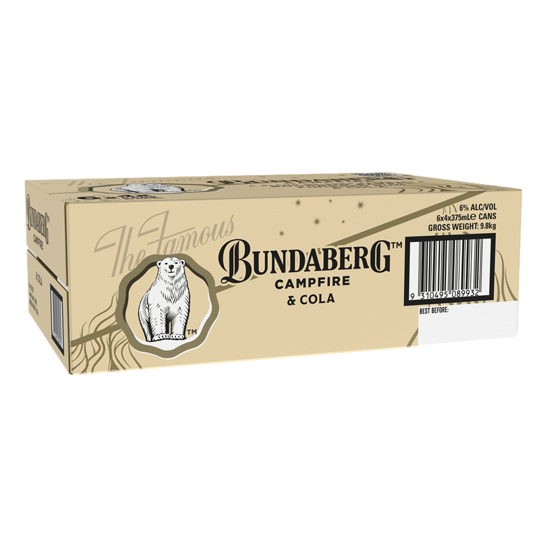 Bundaberg Campfire Bourbon Barrel Rum & Cola 6% 375ml Case of 24