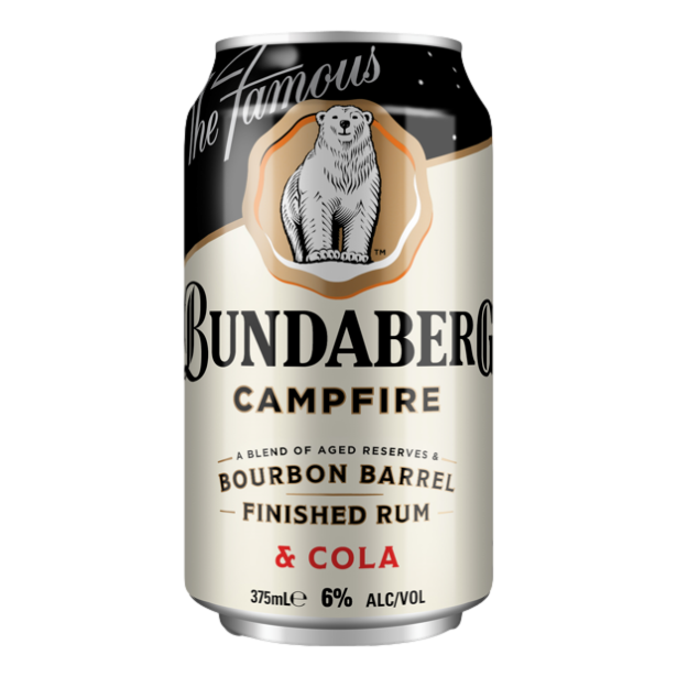 Bundaberg Campfire Bourbon Barrel Rum & Cola 6% 375ml Can Single