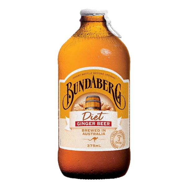 Bundaberg Diet Ginger Beer 375ml Bottle 4 Pack