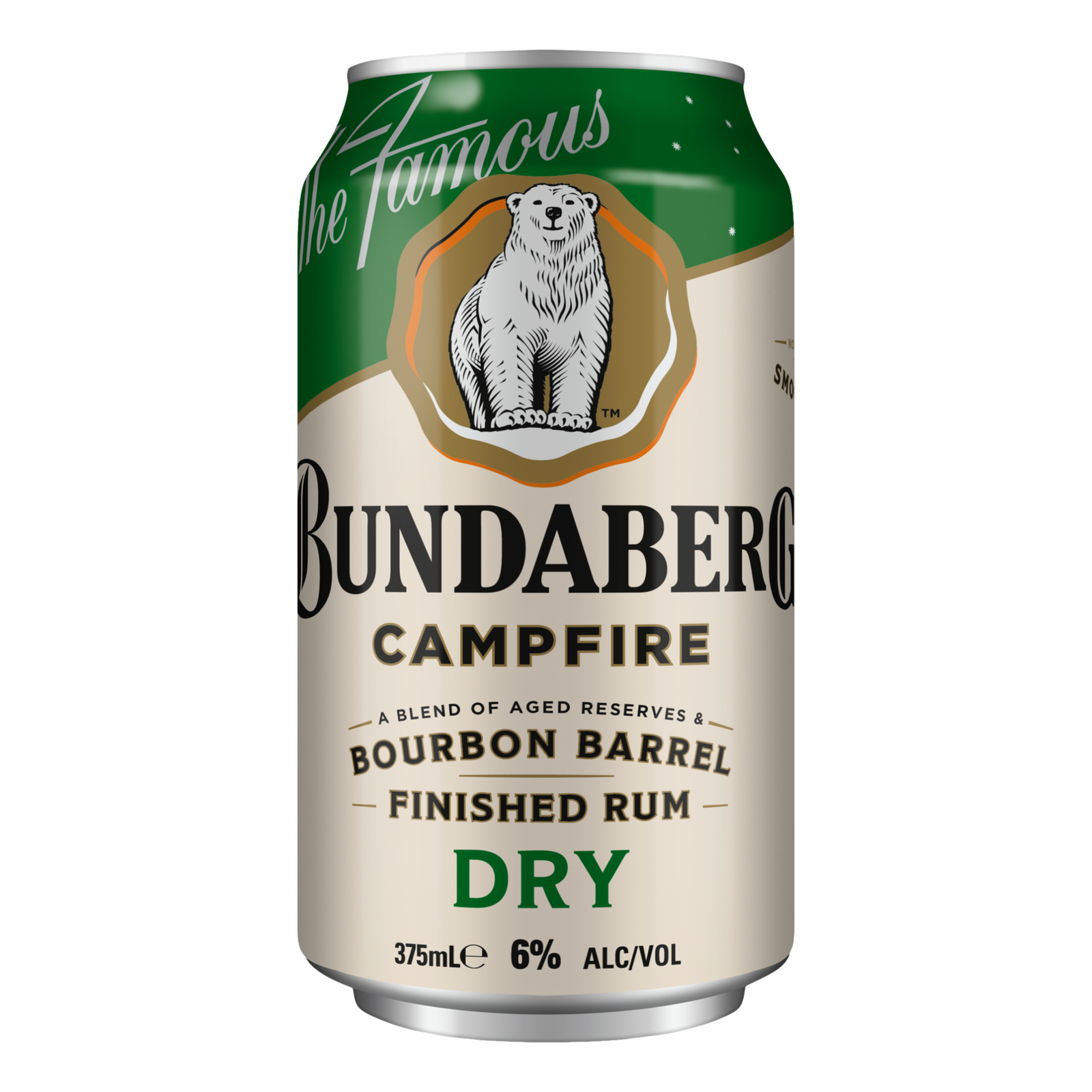 Bundaberg Campfire Bourbon Barrel Rum & Dry 6% 375ml Can Single - Camperdown Cellars