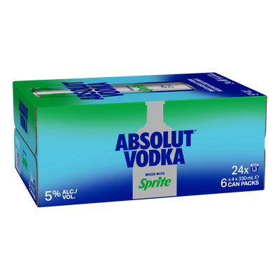 Absolut Vodka & Sprite Lemonade Premix 330ml Can Case of 24
