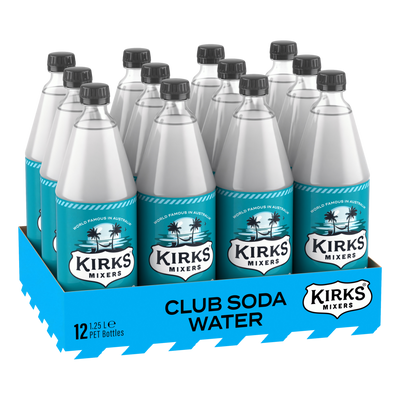 Kirks Club Soda Water 1.25L Bottle Single Case of 12