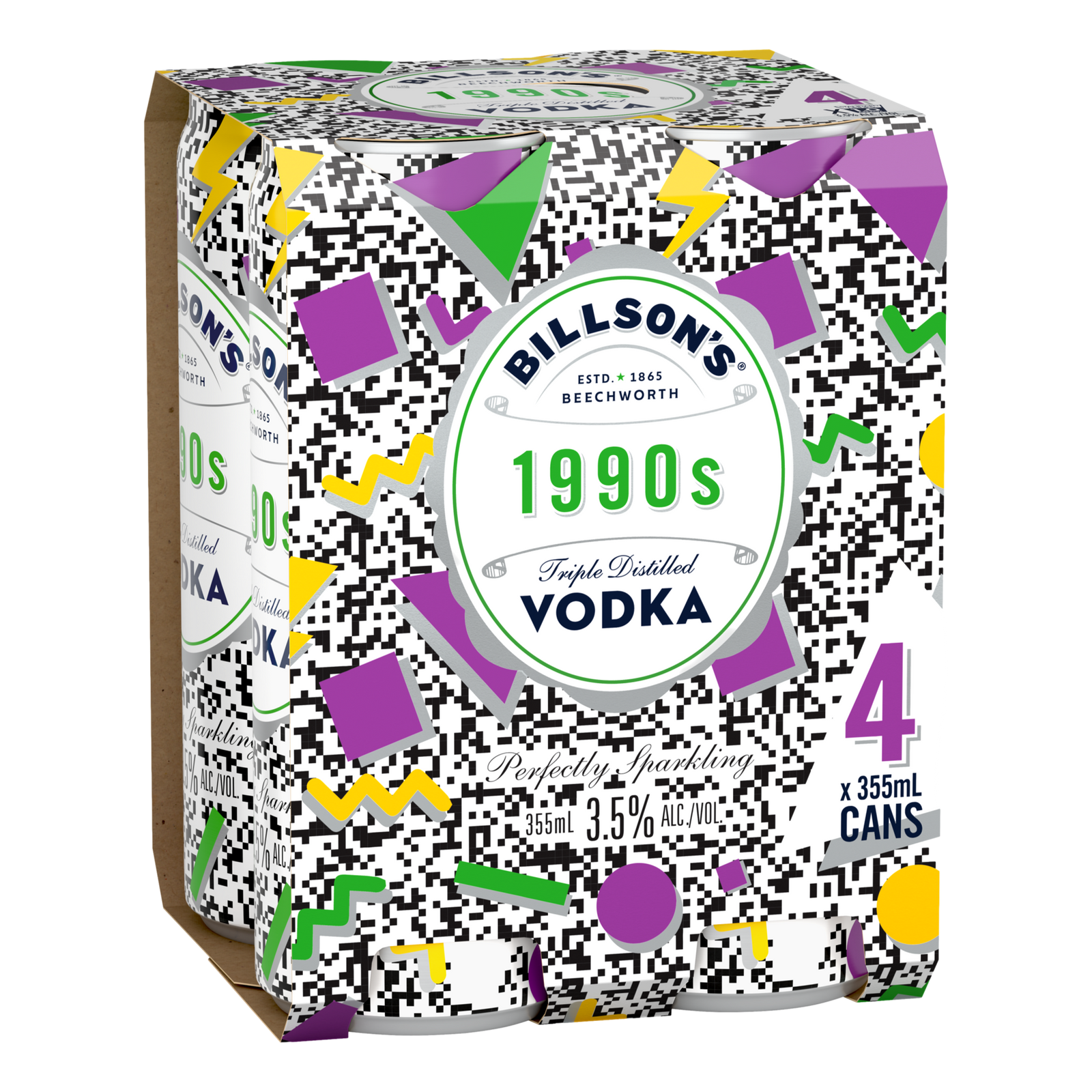 Billson's 1990s Vodka 3.5% 355ml Can 4 Pack