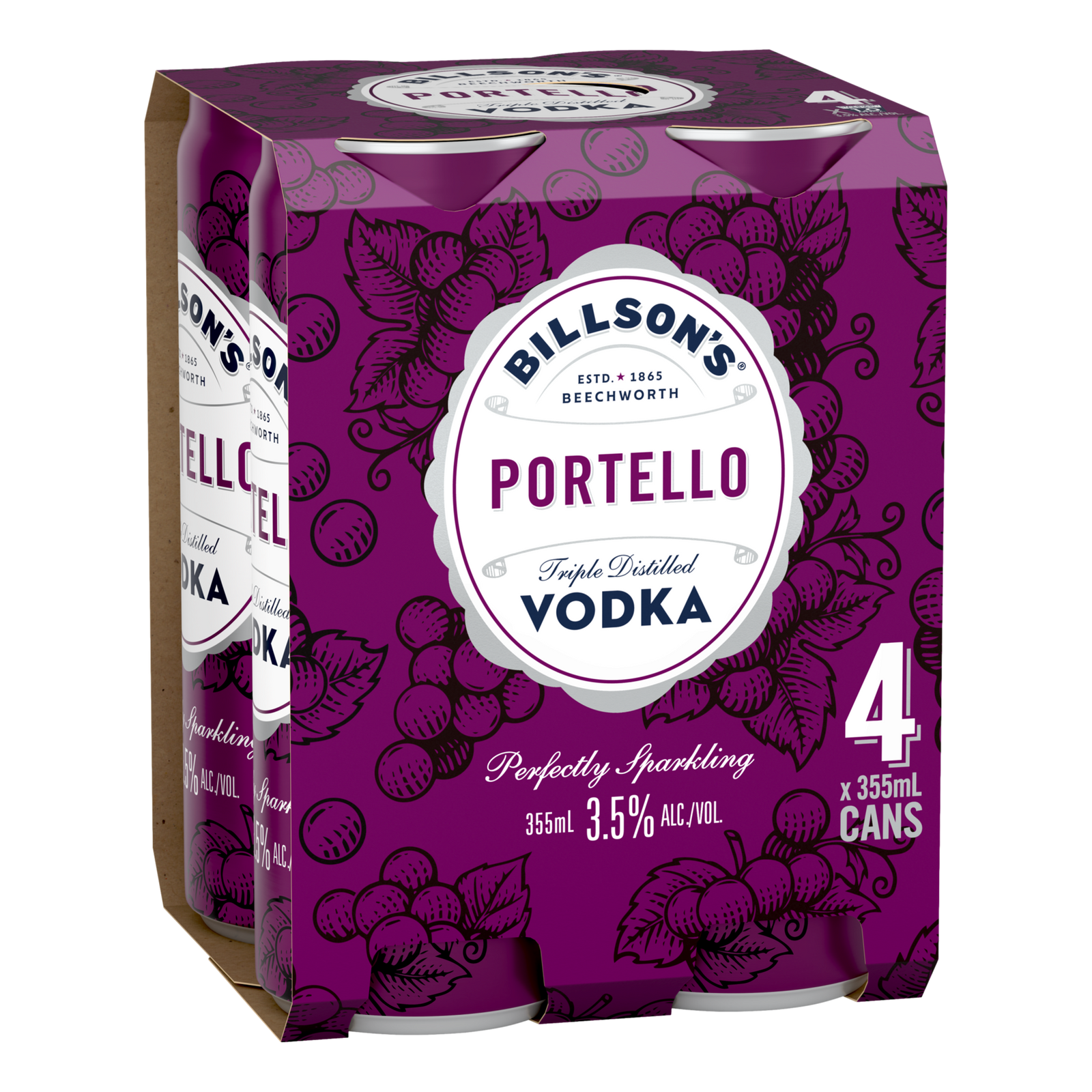 Billson's Portello Vodka 3.5% 355ml Can 4 Pack