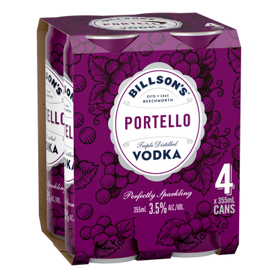 Billson's Portello Vodka 3.5% 355ml Can 4 Pack