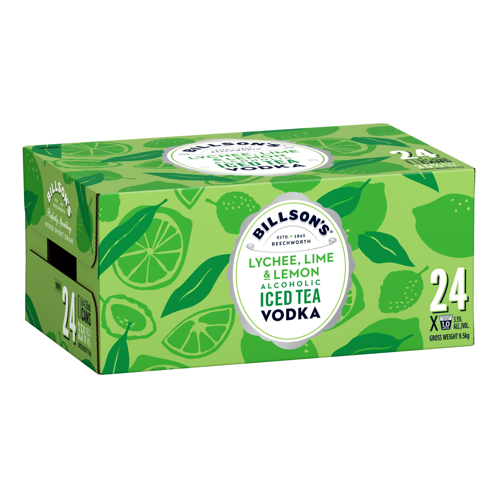 Billson's Lychee Lime & Lemon Iced Tea Vodka 3.5% 355ml Can Case of 24