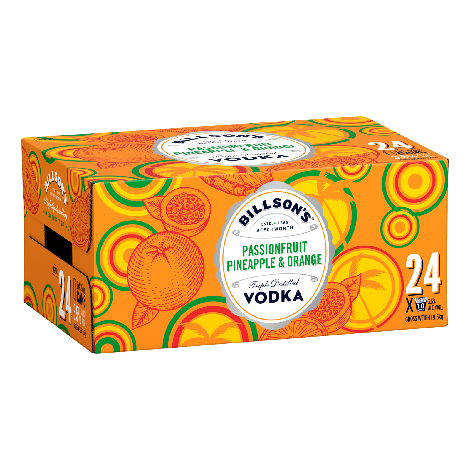 Billson's Passionfruit Pineapple & Orange Vodka 3.5% 355ml Can Case of 24