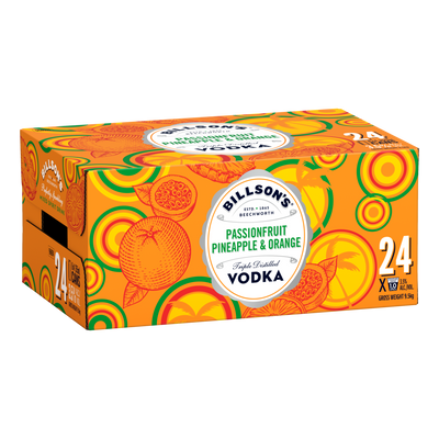 Billson's Passionfruit Pineapple & Orange Vodka 3.5% 355ml Can Case of 24