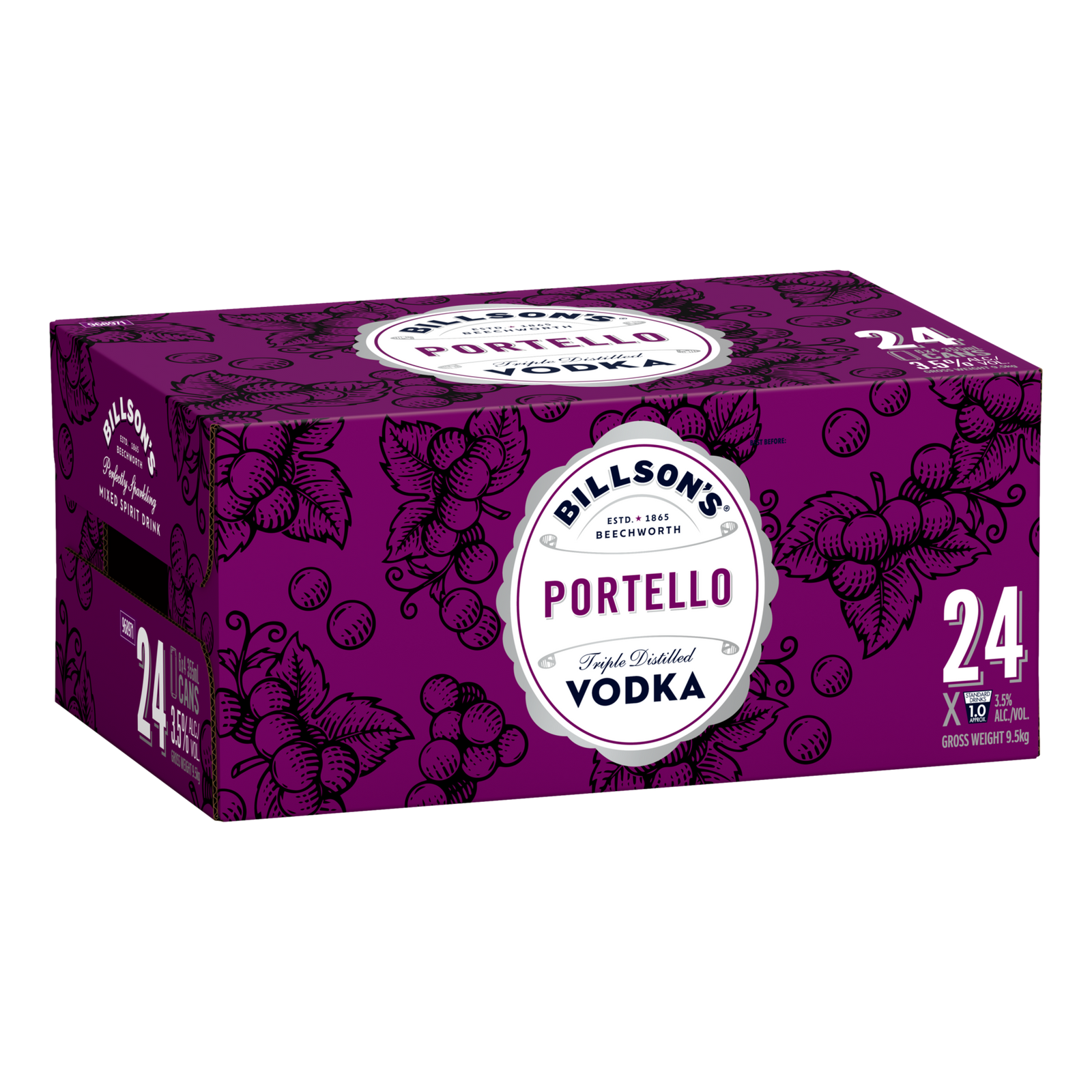 Billson's Portello Vodka 3.5% 355ml Can Case of 24