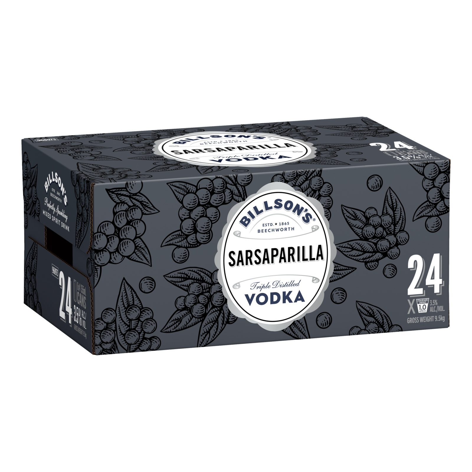 Billson's Sarsaparilla Vodka 3.5% 355ml Can Case of 24