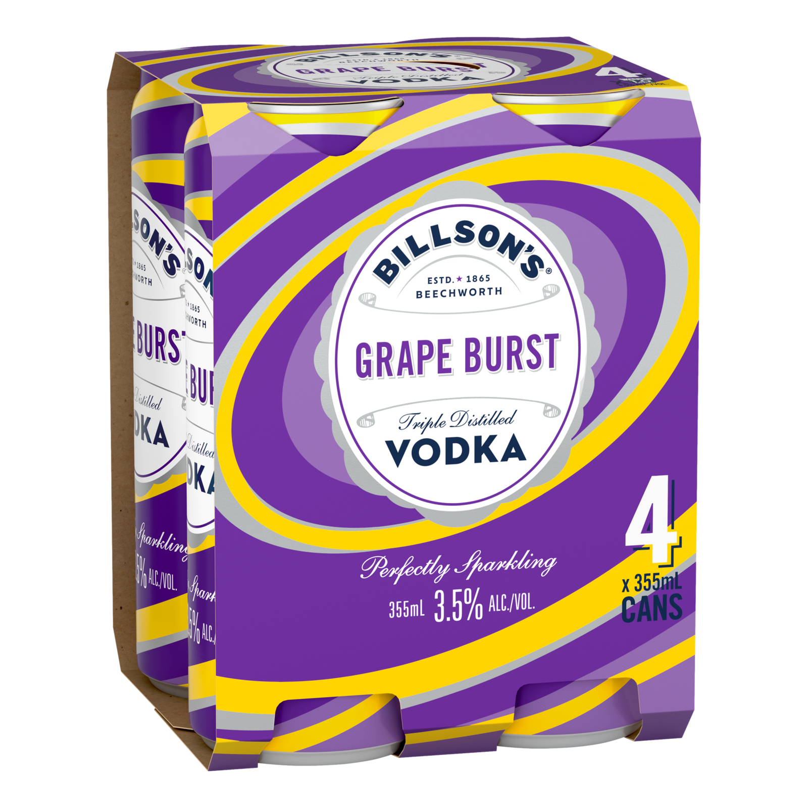 Billson's Grape Burst Vodka 3.5% 355ml Can 4 Pack