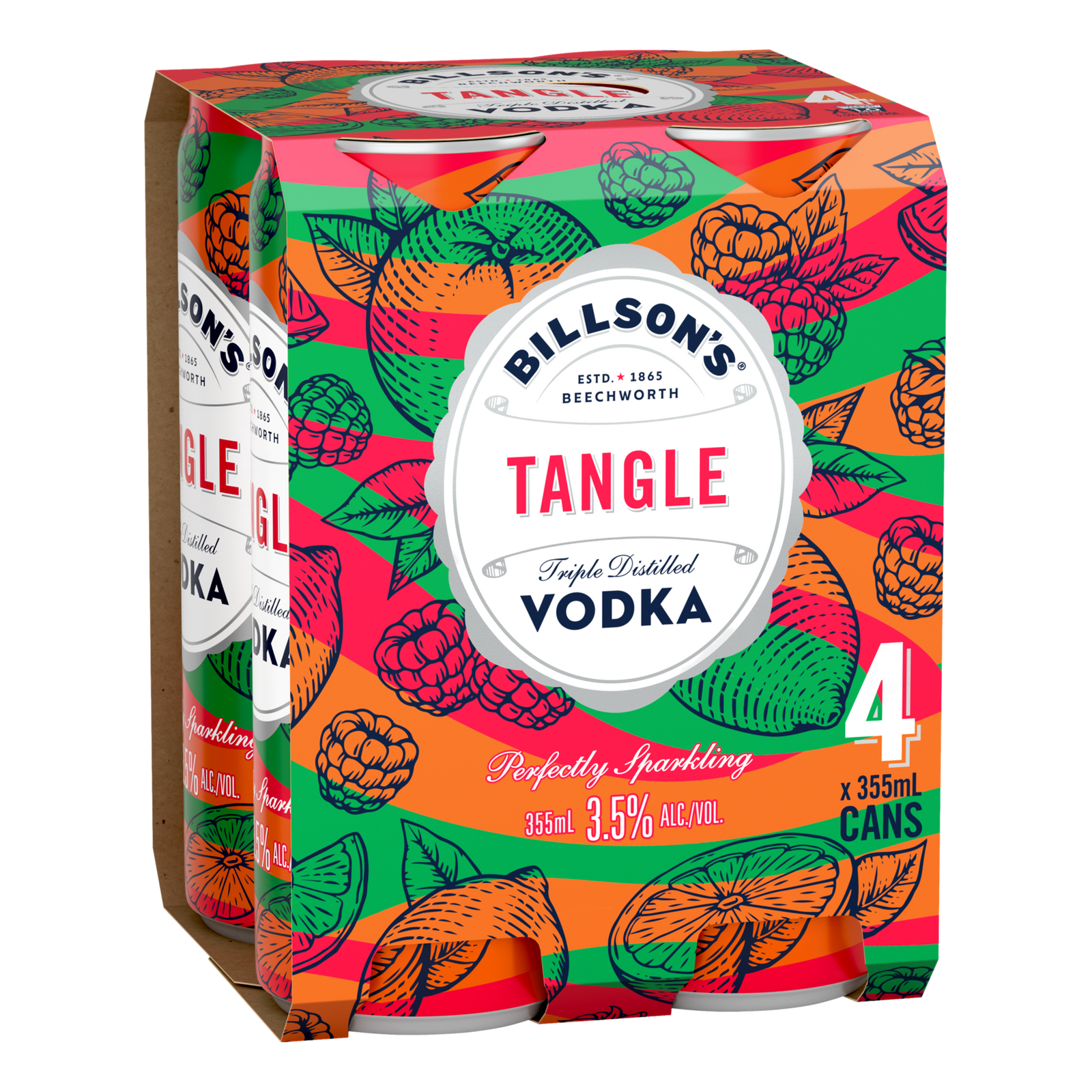 Billson's Tangle Vodka 3.5% 355ml Can 4 Pack