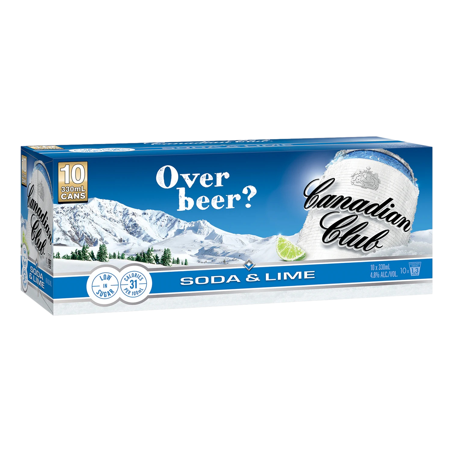 Canadian Club Whisky Soda & Lime 375ml Can 10 Pack