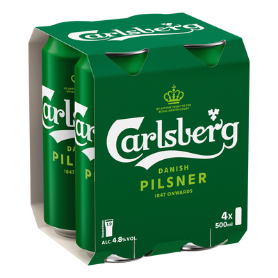 Carlsberg Danish Pilsner 500ml Can 4 Pack
