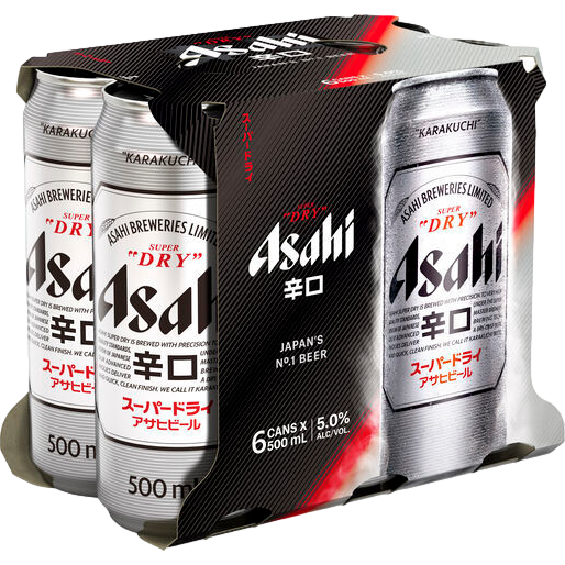 Asahi Super Dry Lager 500ml Can 6 Pack