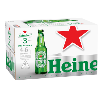 Heineken 3 Lager 3.3% 330ml Bottle Case of 24