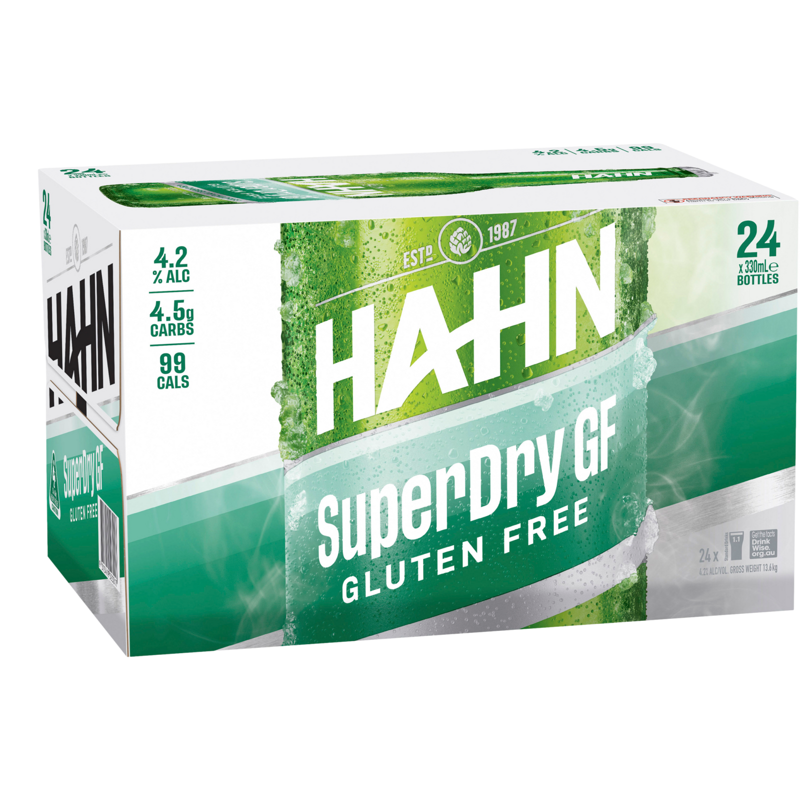 Hahn Super Dry Lager Gluten Free 330ml Bottle Case of 24