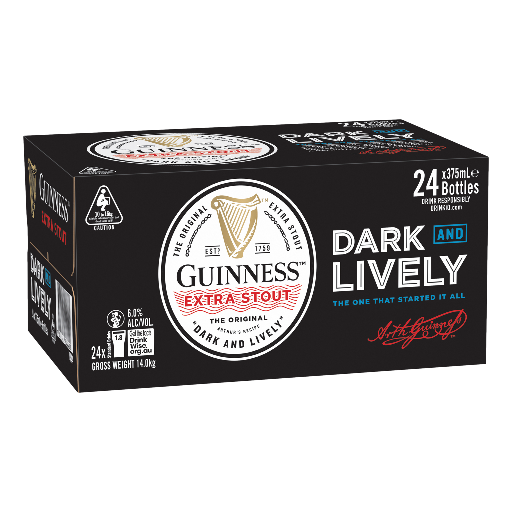 Guinness Extra Stout 375ml Bottle Case of 24