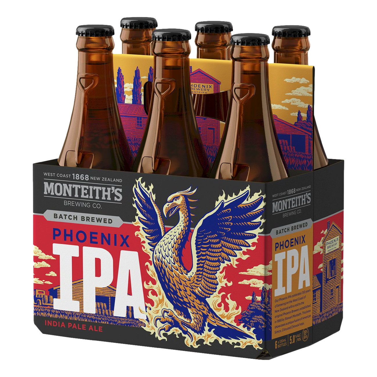 Monteith's Phoenix IPA 330ml Bottle 6 Pack