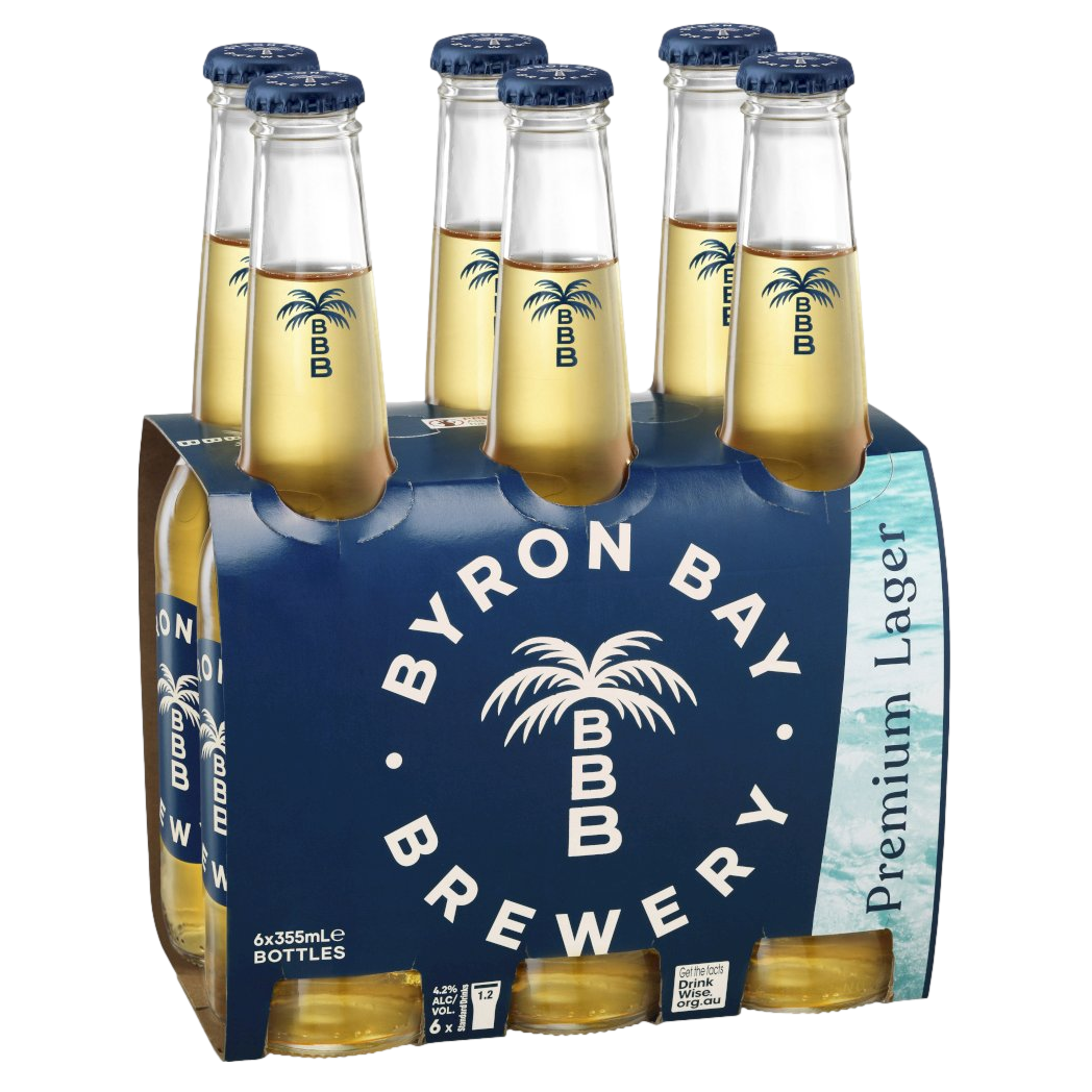 Byron Bay Premium Lager 355ml Bottle 6 Pack