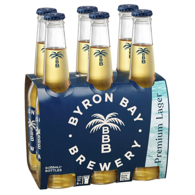 Byron Bay Premium Lager 355ml Bottle 6 Pack