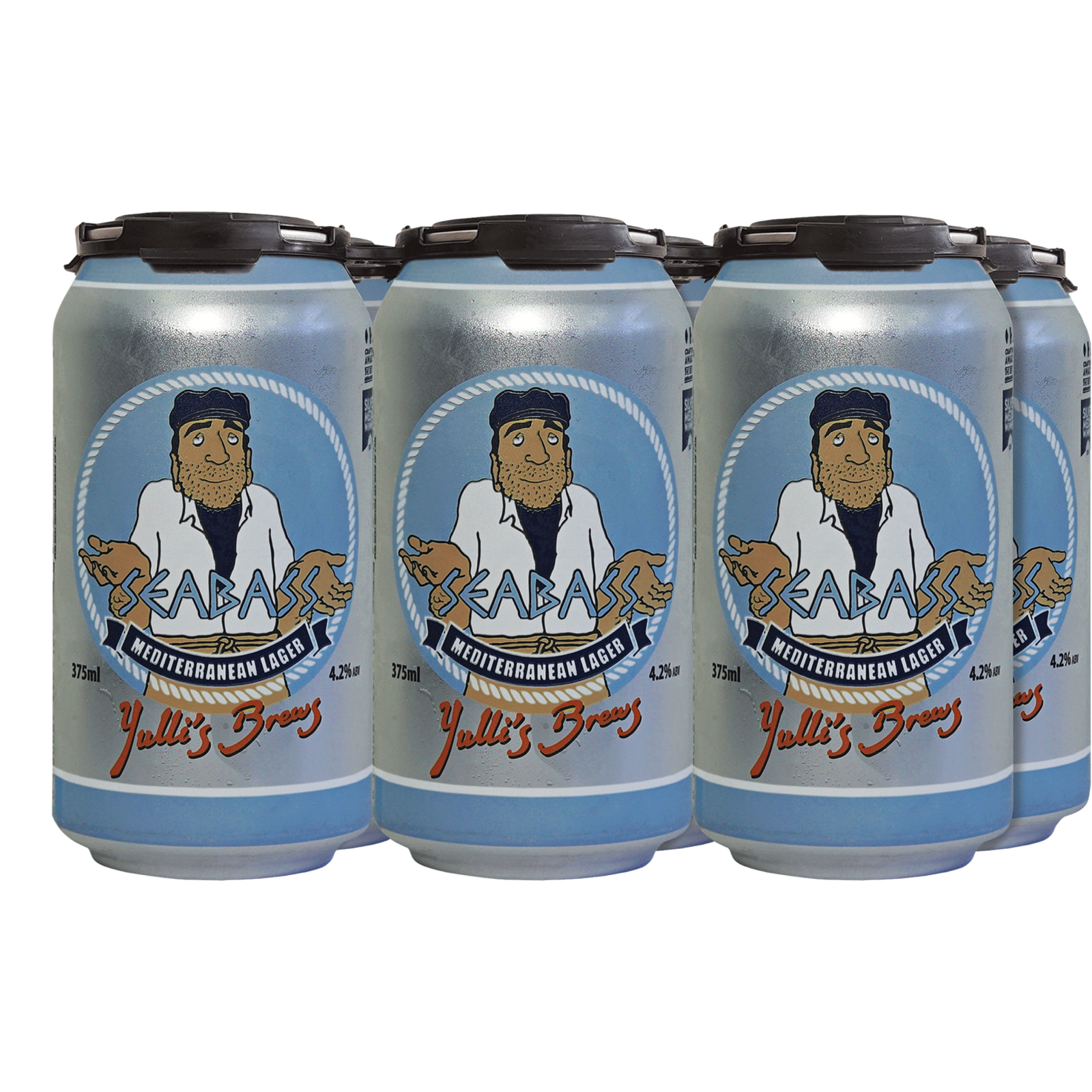 Yulli's Seabass Mediterranean Lager 375ml Can 6 Pack