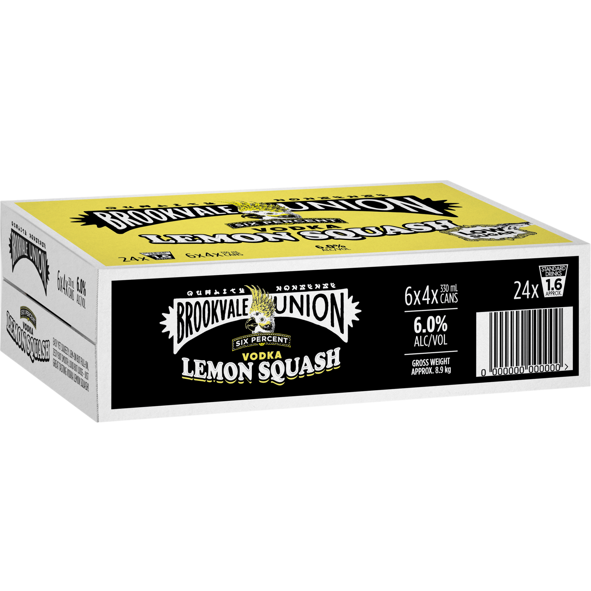 Brookvale Union Vodka Lemon Squash 6% 330ml Can Case of 24