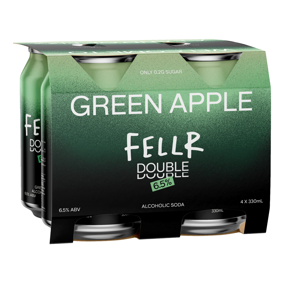 Fellr DOUBLE Seltzer Green Apple 6% 330ml Can 4 Pack