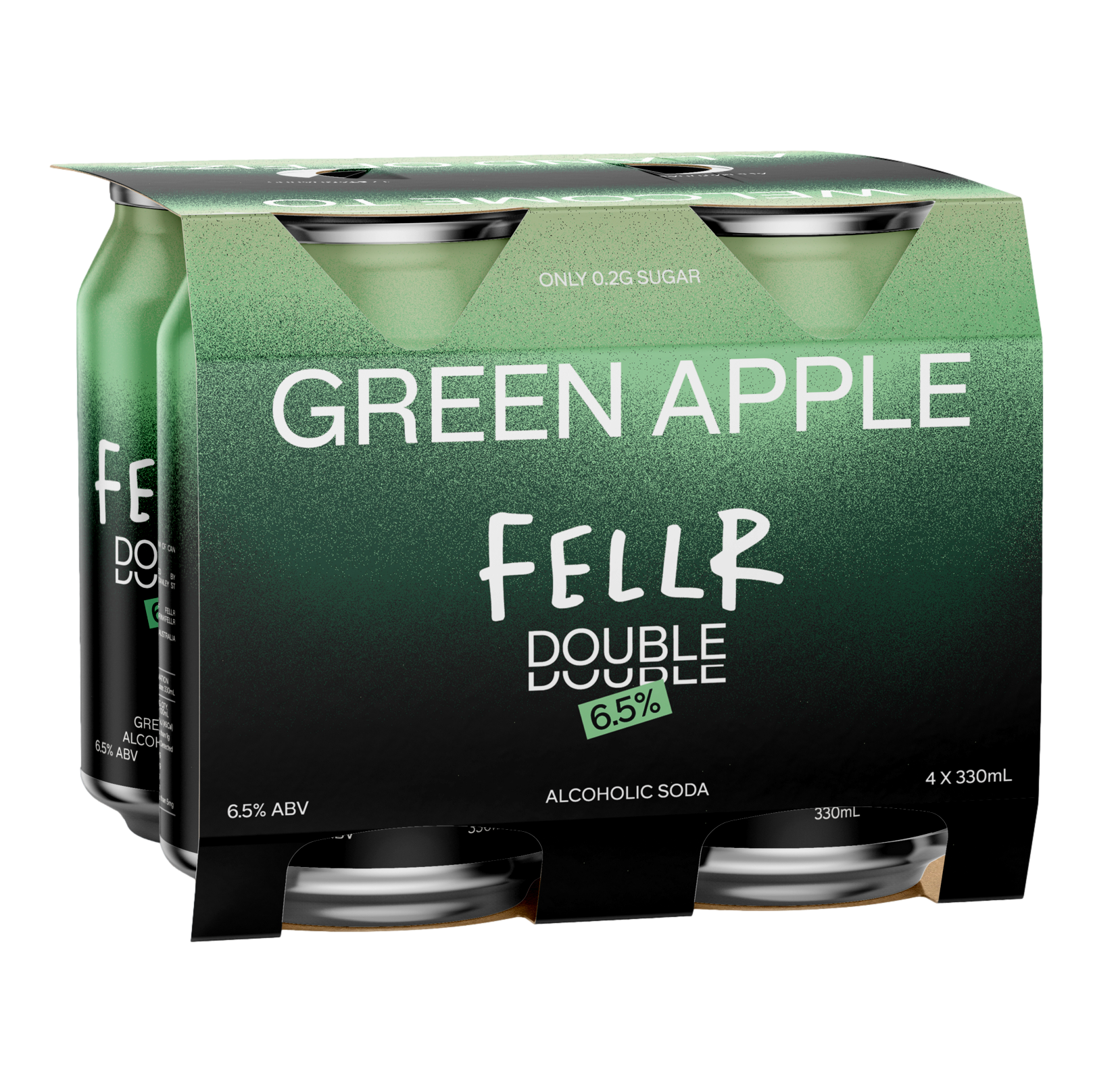 Fellr DOUBLE Seltzer Green Apple 6% 330ml Can 4 Pack