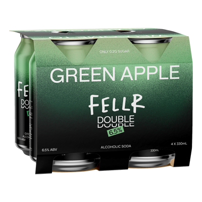 Fellr DOUBLE Seltzer Green Apple 6% 330ml Can 4 Pack