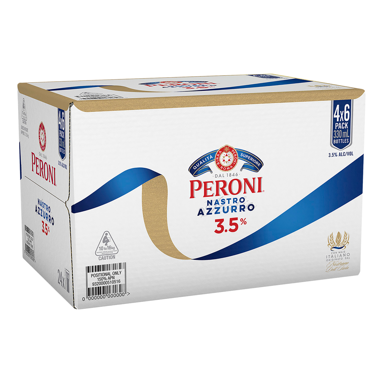 Peroni Nastro Azzurro Lager 3.5% 330ml Bottle Case of 24