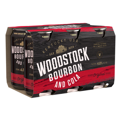 Woodstock Bourbon & Cola 4.8% 375ml Can 6 Pack