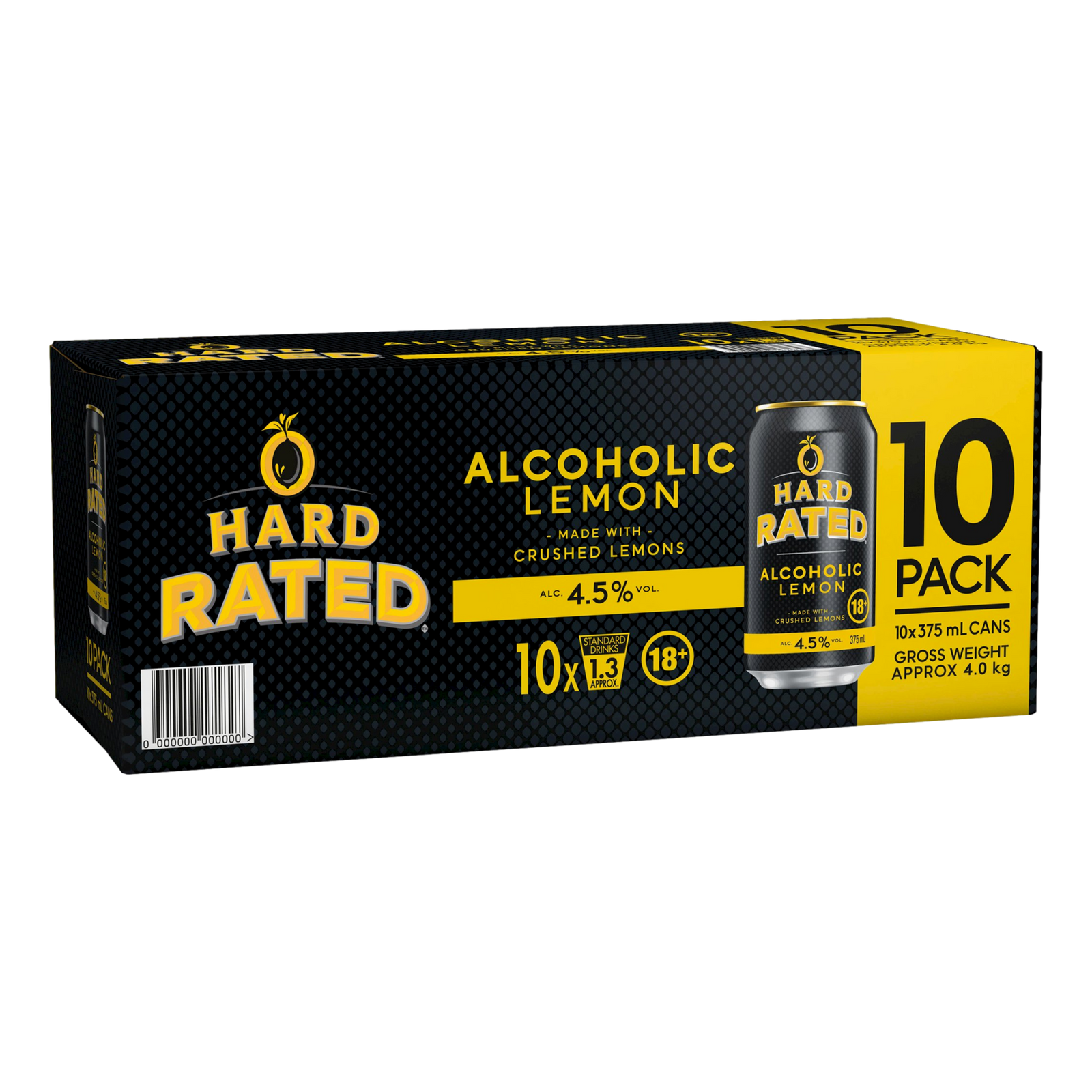 Hard Rated Alcoholic Lemon 4.5% 375ml Can 10 Pack