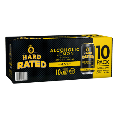 Hard Rated Alcoholic Lemon 375ml Can 10 Pack