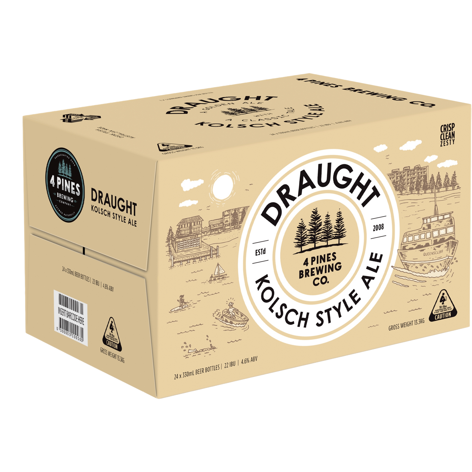 4 Pines Draught Kolsch Style Ale 330ml Bottle Case of 24